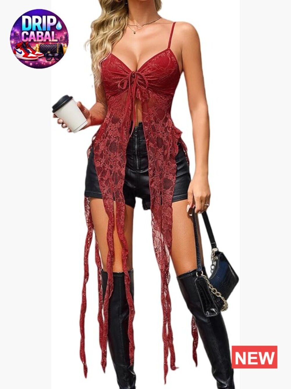 V Neck Ruffle Lace Camisole Asymmetrical Hem Top Sleeveless Going Out